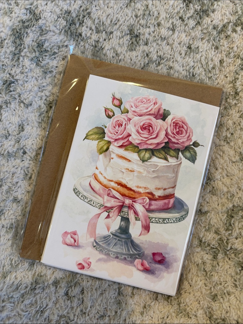 Pink Cake On Pedistal Note Cards Variety Set of Six Blank Inside NWT 4.25x 5.50”